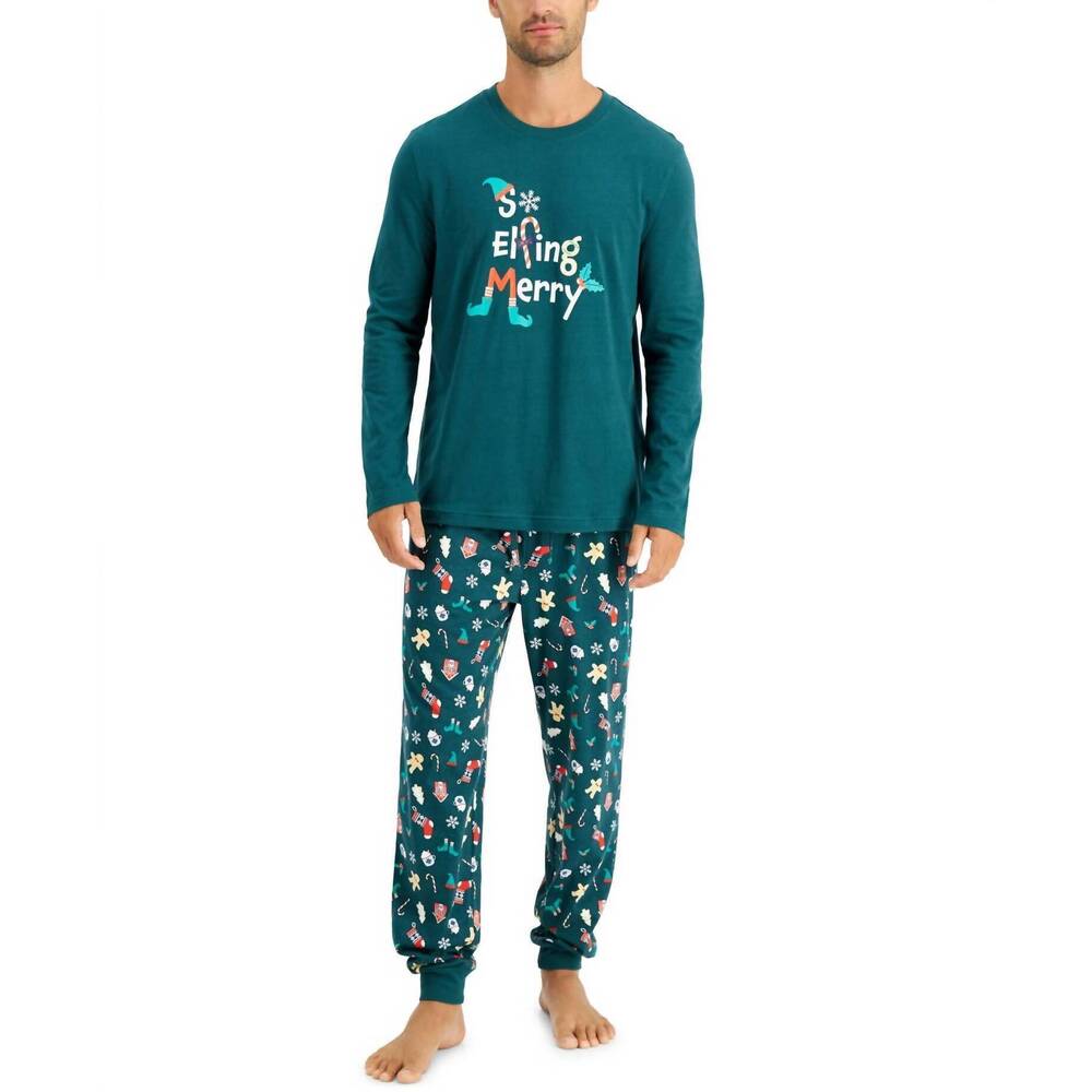 NEW FAMILY PJS men's matching so pajama set in elfing merry
